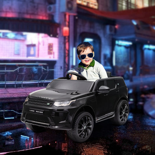 Electric Ride-On Car for Kids Licensed Land Rover with Headlights, Horn and Belt, 106x65.5x51 cm, Black