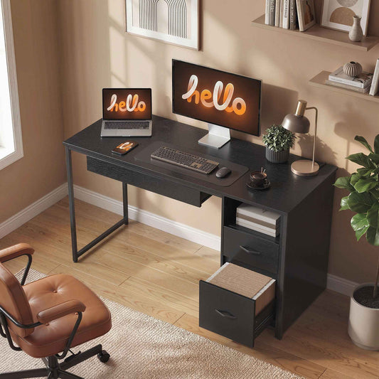 Office Desk Space-Saving Computer Table, 120x52.3 cm, Black