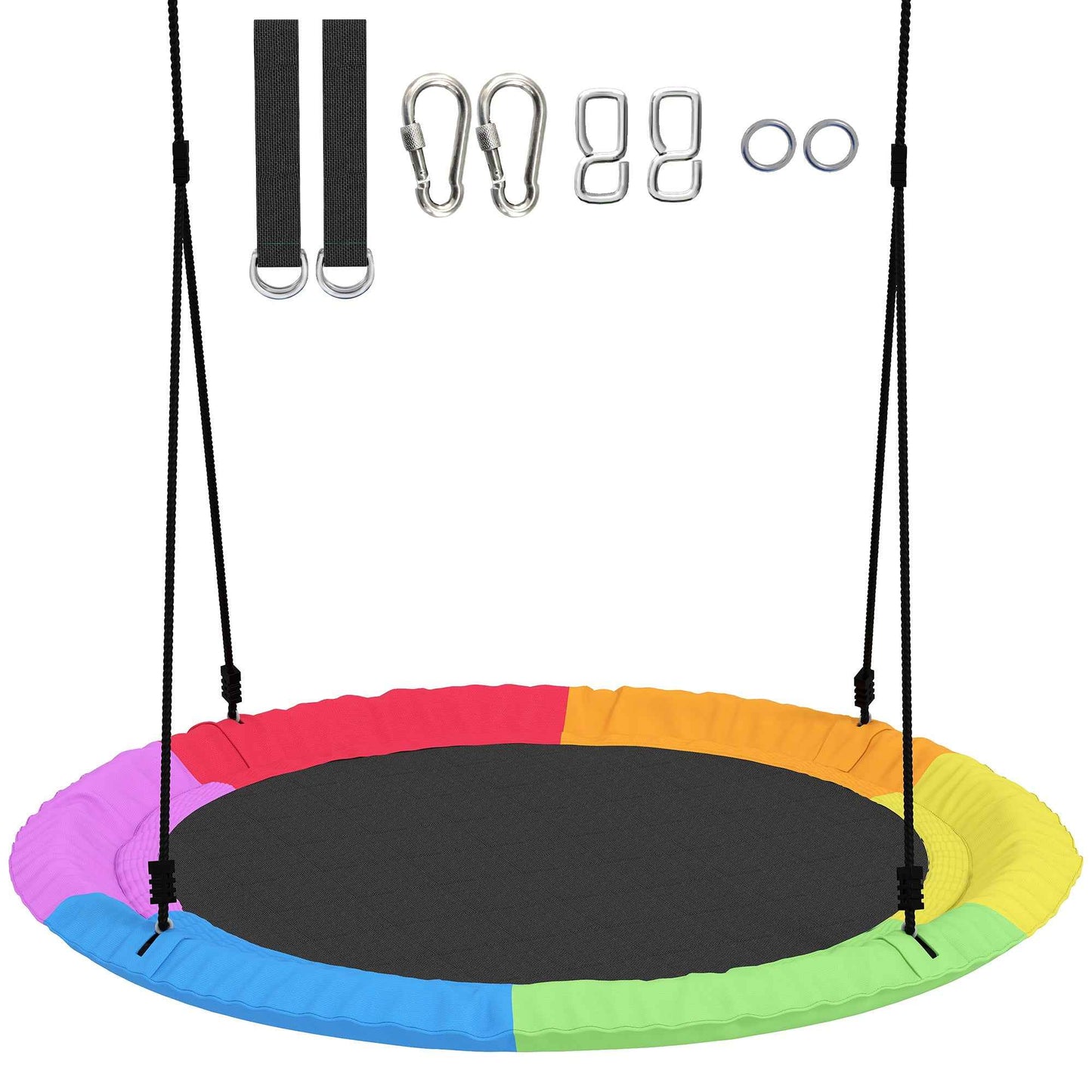 Nest Swing for Children 3-8 Years with Ropes and Straps, in PE and Oxford Fabric, 100x100x180 cm, Multicolored