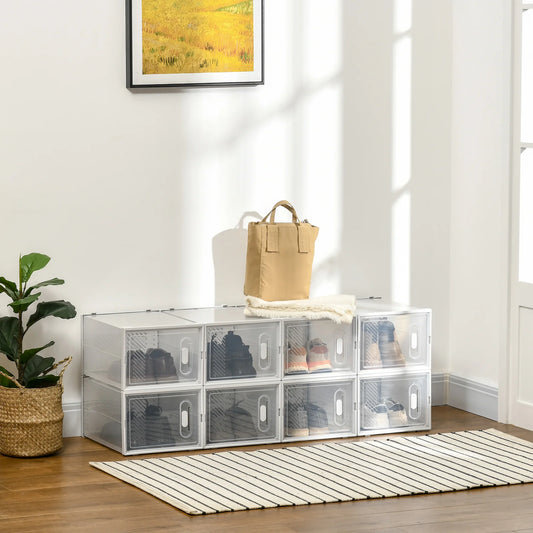 8‑Cube White Modular Shoe Rack in PP Plastic