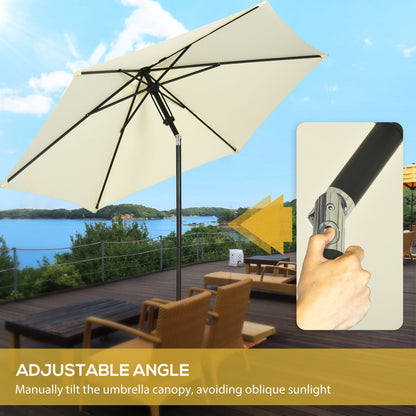 2.7x2.5m Polyester and Metal Garden Umbrella with Tilting Canopy Beige Black