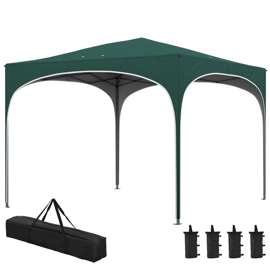 Gazebo, Adjustable Height Garden Gazebo with Drainage Holes and Carry Bag, Metal, Green