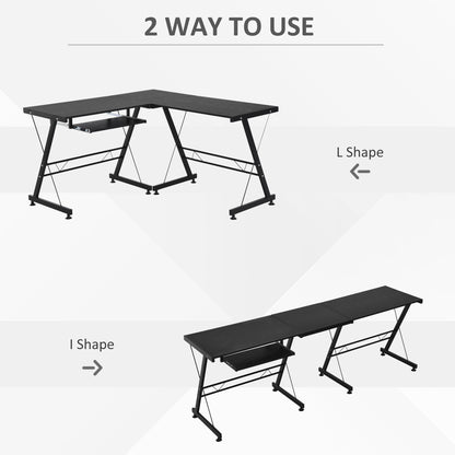 Desk convertible corner multi -show wood and black steel