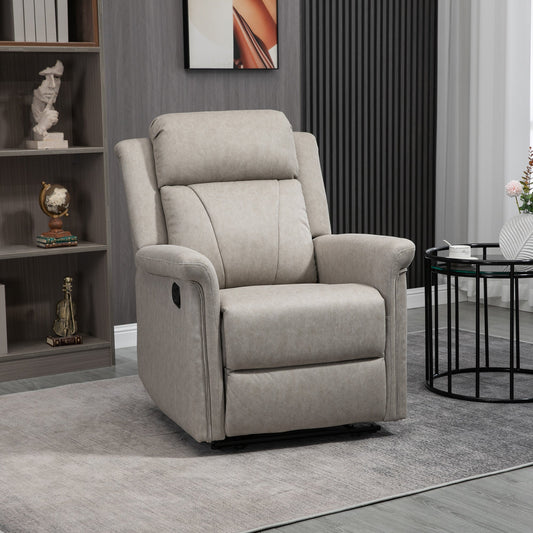 Manual Reclining Chair 135° with Footrest, Headrest and Padded Armrests, 78x96x102 cm, Grey