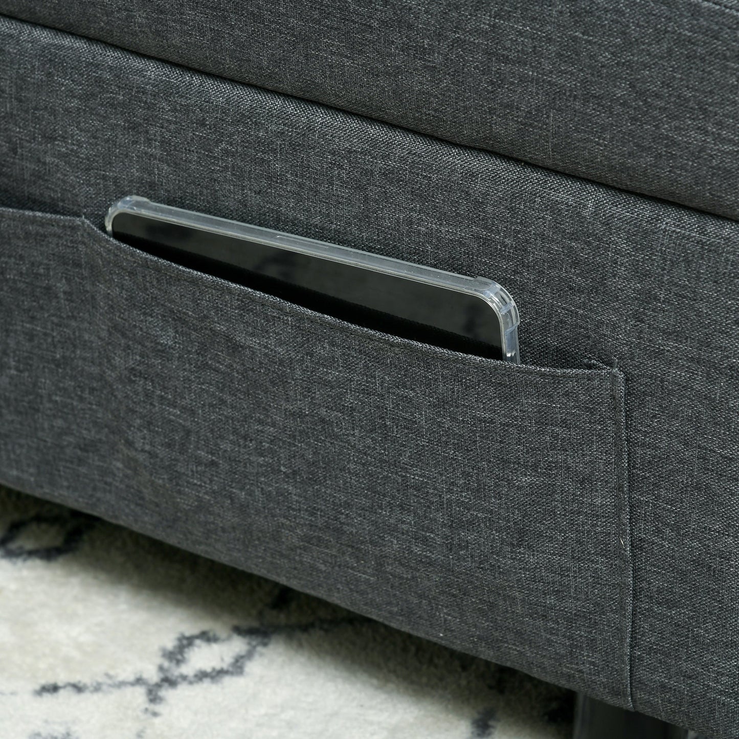 3-in-1 Single Reclining 3-Level Sofa Bed with Cushion, Linen Effect Fabric, 65.5x104x81 cm, Grey