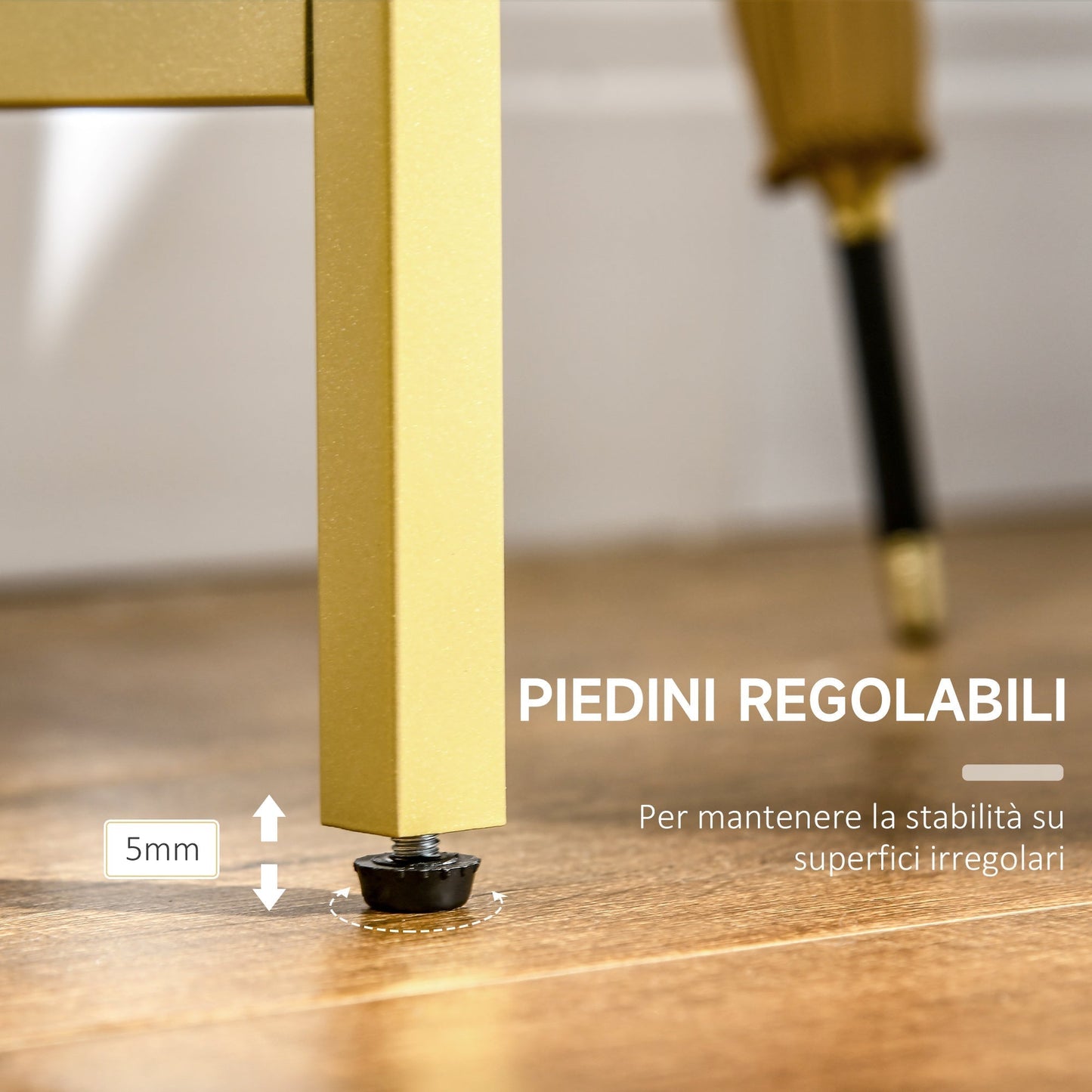 Console Table for Entrance in Steel and Tempered Glass, 100x35.5x80cm, White and Gold