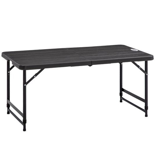 Folding Garden Table for 4 People with Adjustable Height, in Steel and HDPE, 118x60x74 cm
