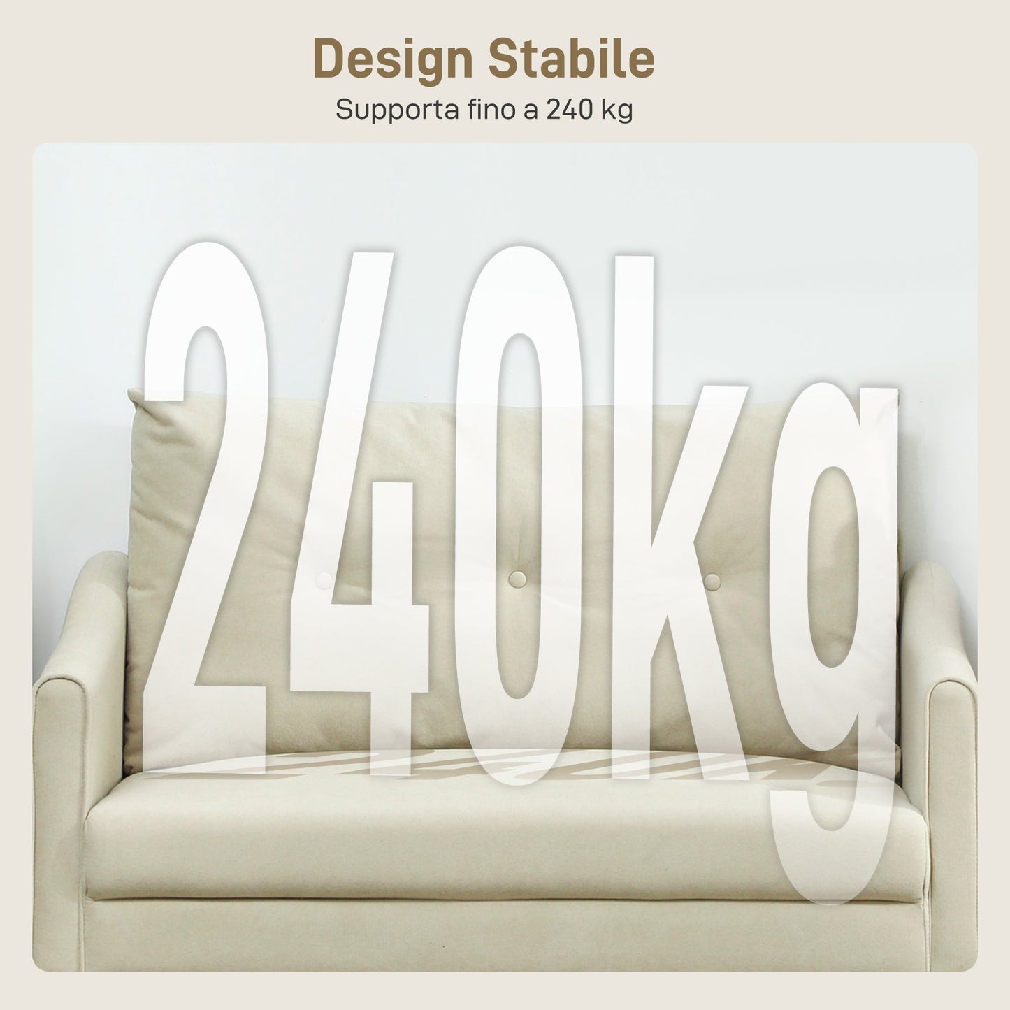 2-Seater Modern Sofa with Quilted Backrest and Velvet Upholstery, 124x73x92 cm, Cream