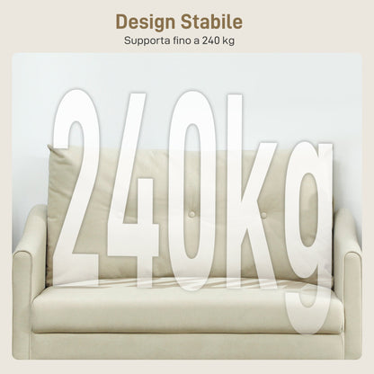 2-Seater Modern Sofa with Quilted Backrest and Velvet Upholstery, 124x73x92 cm, Cream