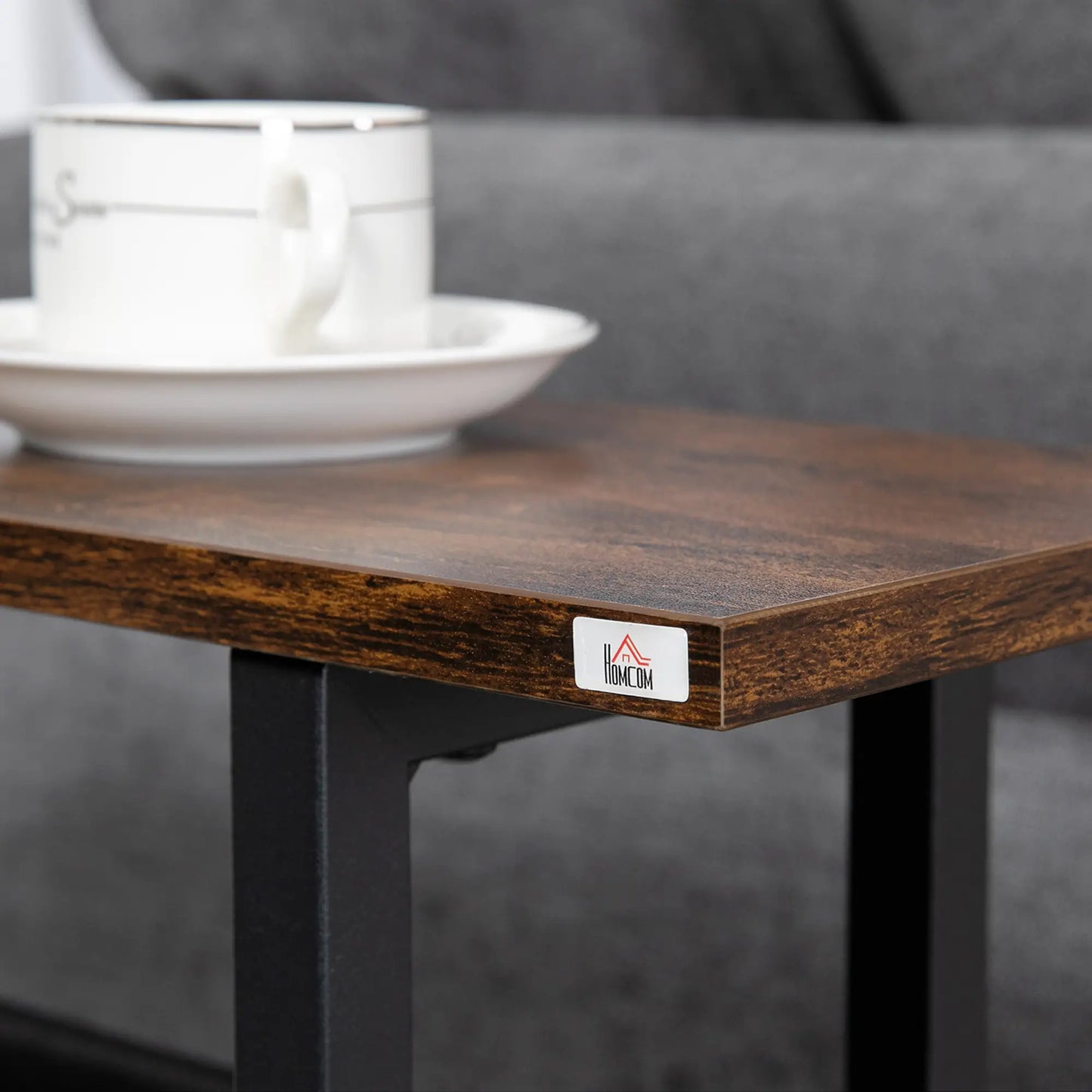 Chipboard and Steel Coffee Table with Oxford Fabric Storage Bag, 49x19x55 cm, Brown and Black