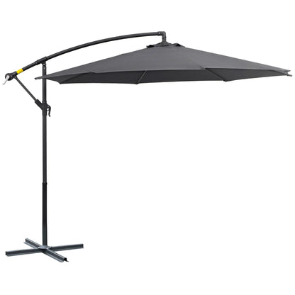 Garden Umbrella 3x2.5 m Arm and Tiltable with Crank, in Steel and Polyester Grey