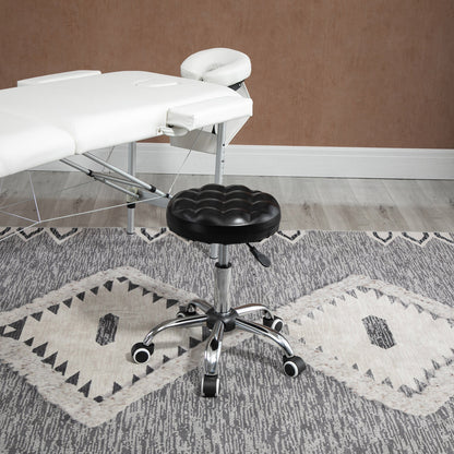 Height Adjustable Beauty / Tattoo Stool with 5 Wheels, Steel, Foam and PU Leather, Ф48x47-59Hcm