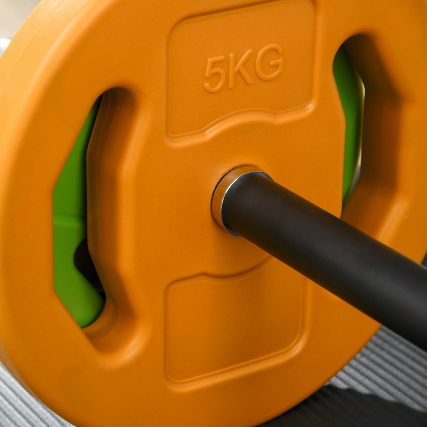 20kg Non-Slip Barbell and Disc Set with 6 Weights and 2 Fixing Clips, Ø28x130 cm, Multicolour