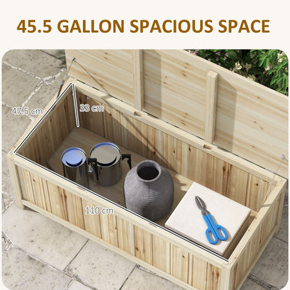 72L Fir Wood Garden Storage Bench, 120x55x45cm, Wood Color