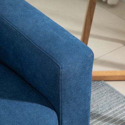 Nordic Style Modern Quilted 2 Seater Sofa, Polyester and Wood, 145x76x88 cm, Blue