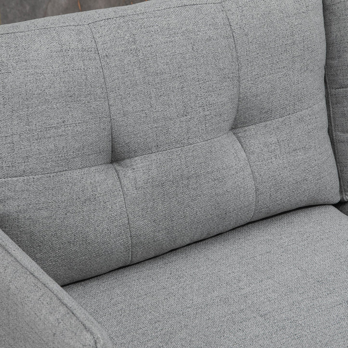2 Seater Fabric Sofa with Padded Cushions and Steel Legs 139x68x80cm, Grey