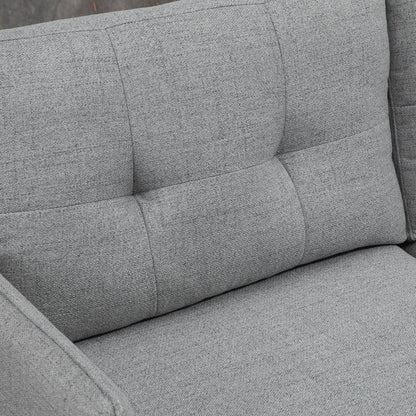 2 Seater Fabric Sofa with Padded Cushions and Steel Legs 139x68x80cm, Grey