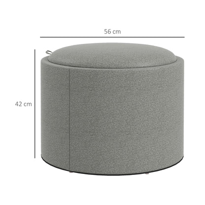 Linen Effect Storage Ottoman, 120 kg max, with Flip-Top Tray, in MDF, 56x56x42 cm, Grey