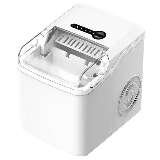 12 kg/24 h Ice Maker – Rapid 8-Min Cycles, LCD Alerts, Sleek White