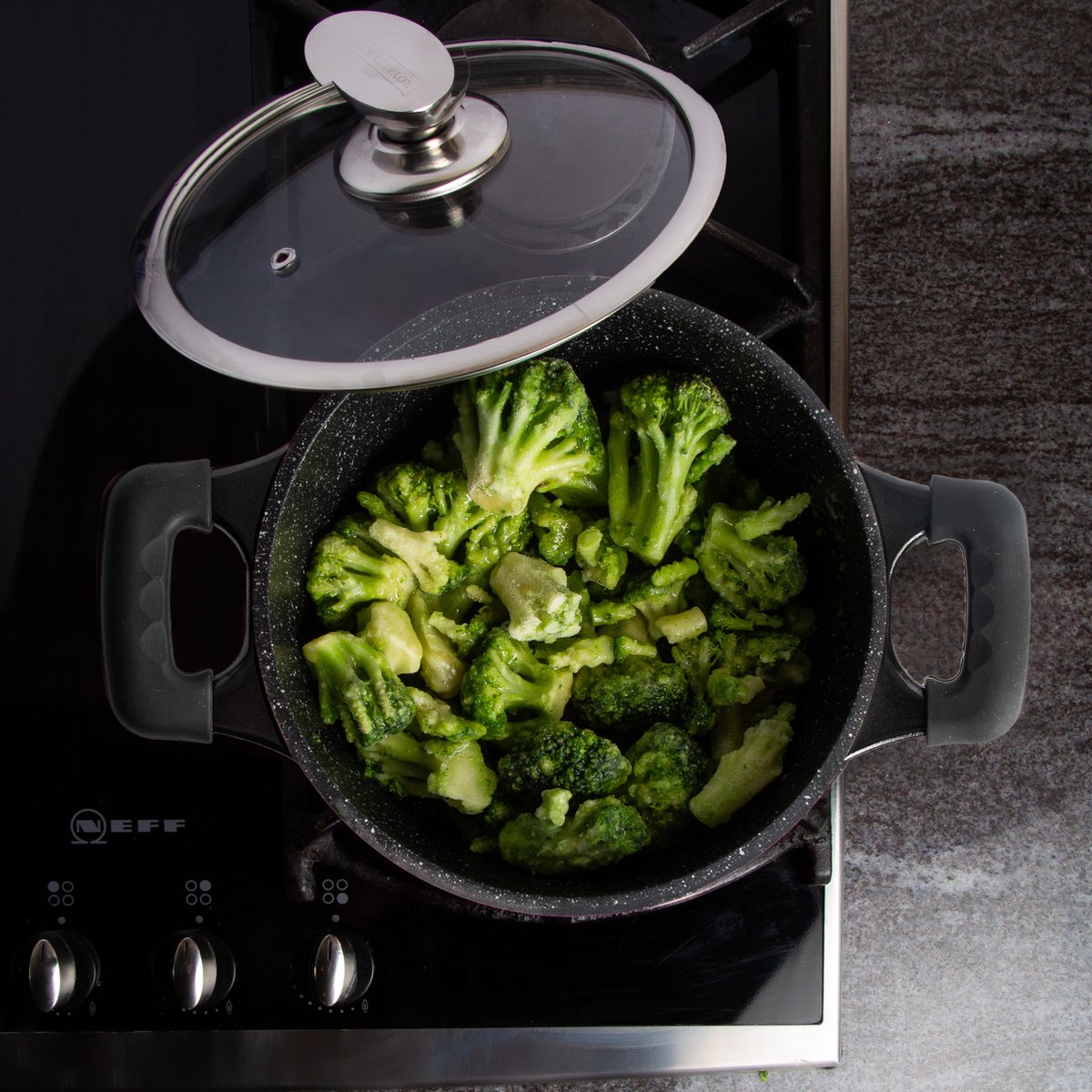 14 pcs, cookware set, black, removeable handle, marble coated, glass lids, ROYALTYLINE ES2014M-BK