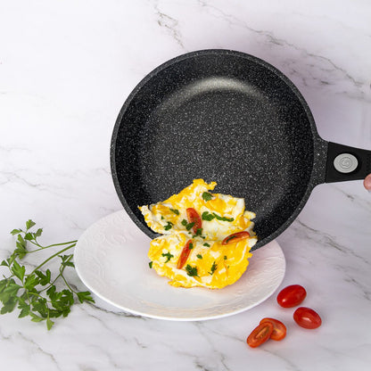 14 pcs, cookware set, black, removeable handle, marble coated, glass lids, ROYALTYLINE ES2014M-BK