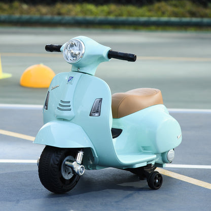 electric motorcycle for children with official Vespa 6v battery license, headlights and horn, for children of 18-36 months, green, 66.5x38x52cm