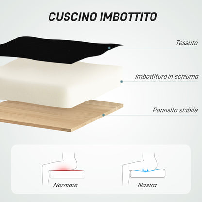 Swivel Chair with Footrest Ring and Curved Backrest, in Polyester, Foam and Plastic, 55x58x94 cm, Black