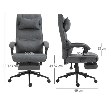 Ergonomic office chair with adjustable height with armrests and footrests, 66x70x115-123 cm, Grey