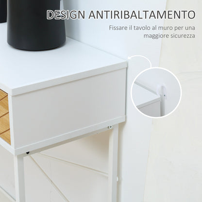Modern Console Table for Entryway and Living Room with 2 Metal Drawers 100x30x75cm - White