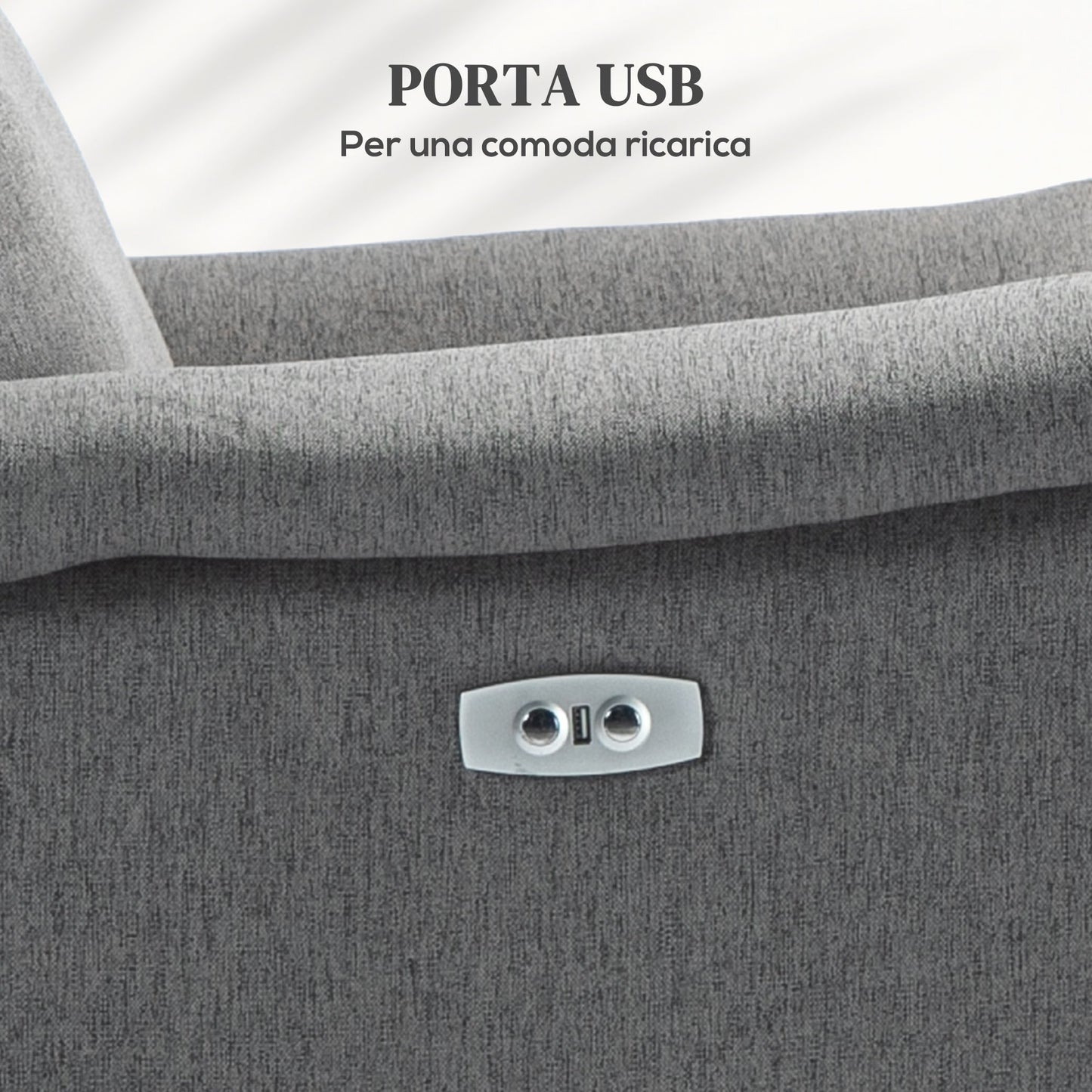 Reclining Chair with Footrest, in Linen Effect Fabric, Wood and Metal, 77x91x106 cm, Dark Grey