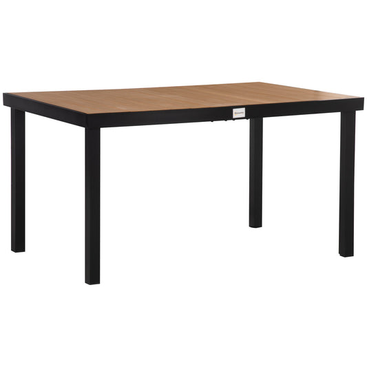 6-Seater Garden Table in Aluminum and Plastic, Black and Wood Color