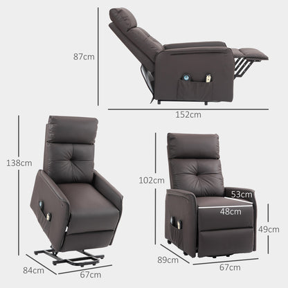 Lift and Recliner Relax Chair with 8 Massage Points and Heating, 2 Remote Controls, Brown