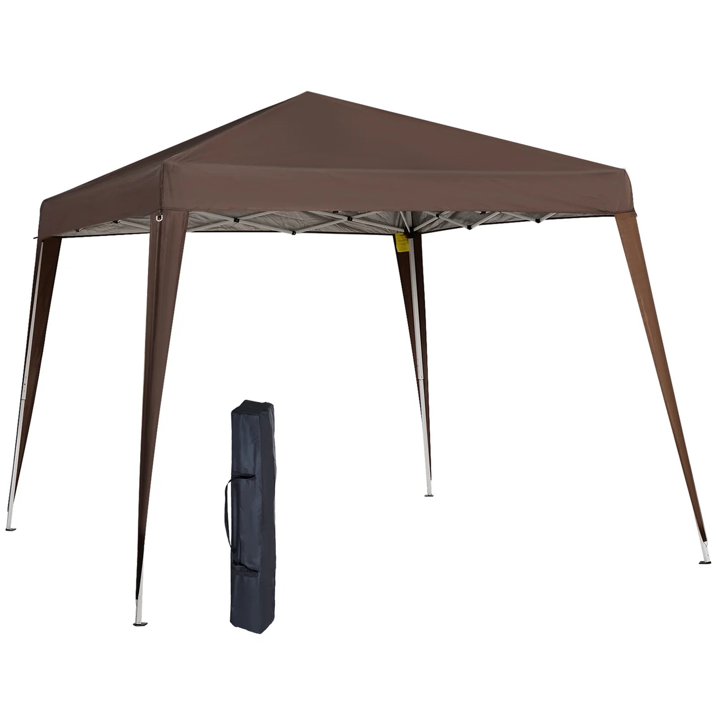 2.4×2.4 m Folding Garden Gazebo with Steel Frame & Windproof Ropes – Coffee Brown