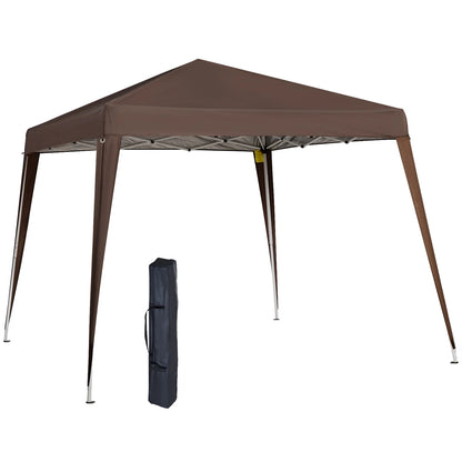 2.4×2.4 m Folding Garden Gazebo with Steel Frame & Windproof Ropes – Coffee Brown