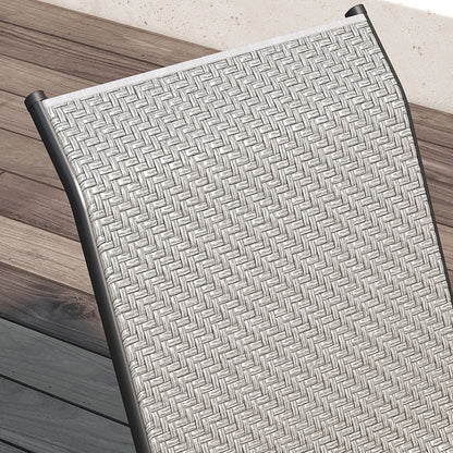 Set of 4 Stackable Garden Chairs with Armrests in PE Rattan and Steel, Grey