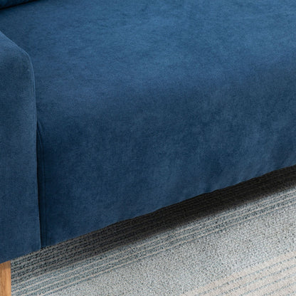 Nordic Style Modern Quilted 2 Seater Sofa, Polyester and Wood, 145x76x88 cm, Blue