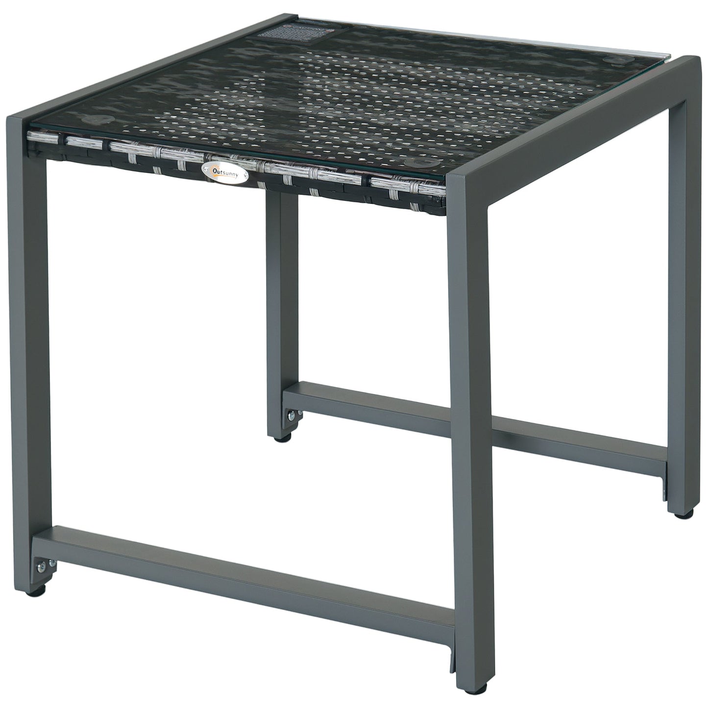 Garden Coffee Table with Tempered Glass Top and Rattan