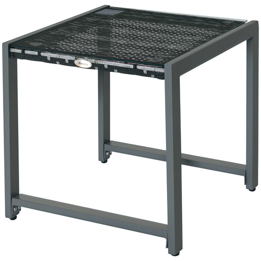 Garden Coffee Table with Tempered Glass Top and Rattan