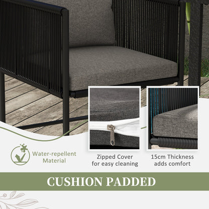 3-Piece Rattan Garden Set with 2 Chairs 50x51.5x67 cm and Table 110x60x75 cm in Composite Wood