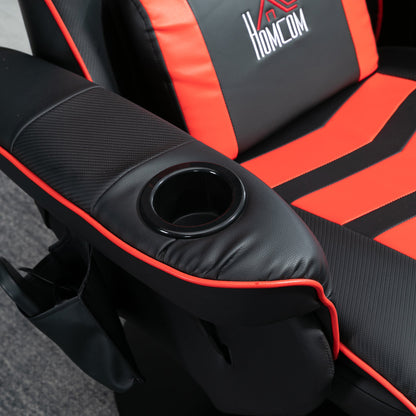 Gaming Chair with Massage, Footrest and Cushion, Faux Leather, 79.5 x 82.5 x 111.5 cm, Black and Red