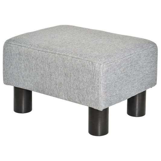 Pouf Footstool in Linen Effect Fabric Padded, 40x30x24cm, Grey