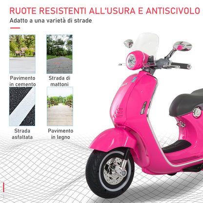 Officially Licensed Vespa Electric Motorcycle for Kids, 2 Wheels, Lights and Sounds, 108x49x75 cm, Pink