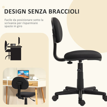 Height Adjustable Swivel Office Chair, Elastic Fabric, Sponge and Steel, 43x51x73-85 cm, Black