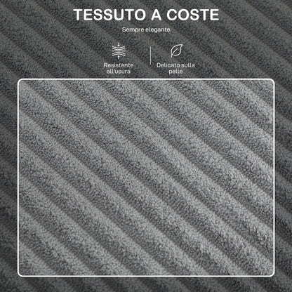 3-Seater Modular Sofa with Storage Pouf in Corduroy, 196x139x85 cm, Light Grey