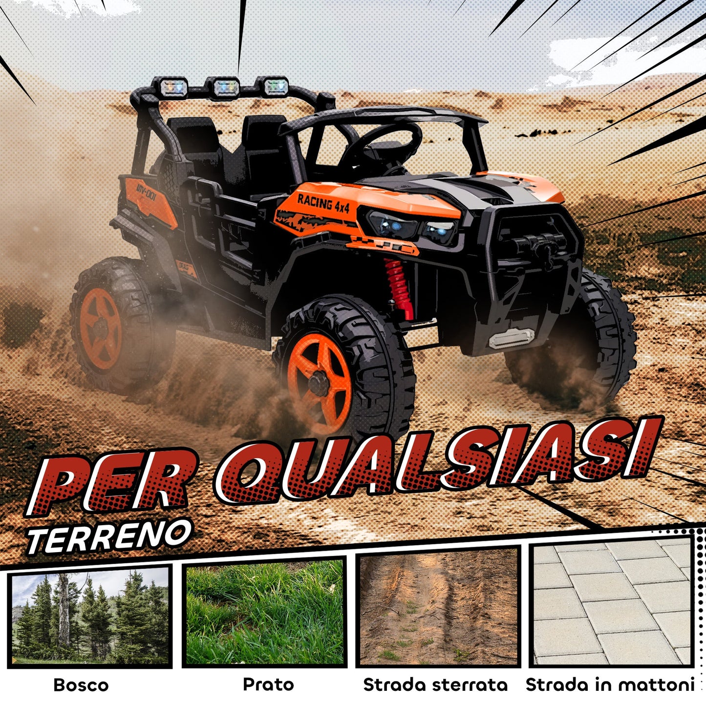 Electric Ride-On Toy Car for Children 3-8 Years, 24V, 2 Seats, Dual Motor, Remote Control and Soft Start, Orange