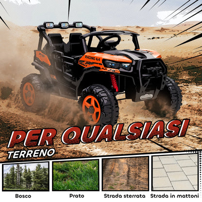 Electric Ride-On Toy Car for Children 3-8 Years, 24V, 2 Seats, Dual Motor, Remote Control and Soft Start, Orange