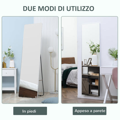 Floor and Wall Mirror with Aluminum Frame for Bedroom, Entrance and Bathroom, 45x37x158.5cm