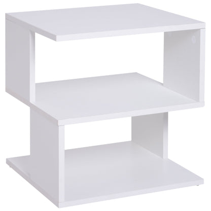 Tavolino Living Room Modern Design 2 Shelves Modern Design, White Wood, 40x40x43cm