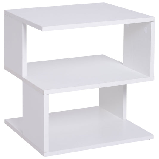 Tavolino Living Room Modern Design 2 Shelves Modern Design, White Wood, 40x40x43cm