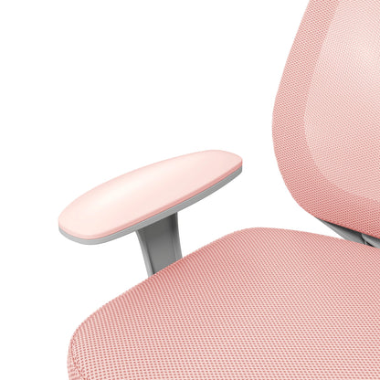 Ergonomic office chair and reclining at adjustable height with 5 wheels, 55x48x82.5-94.5 cm, pink